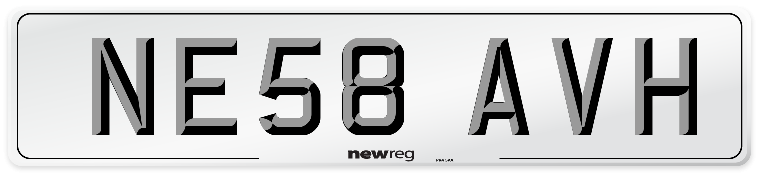 NE58 AVH Number Plate from New Reg